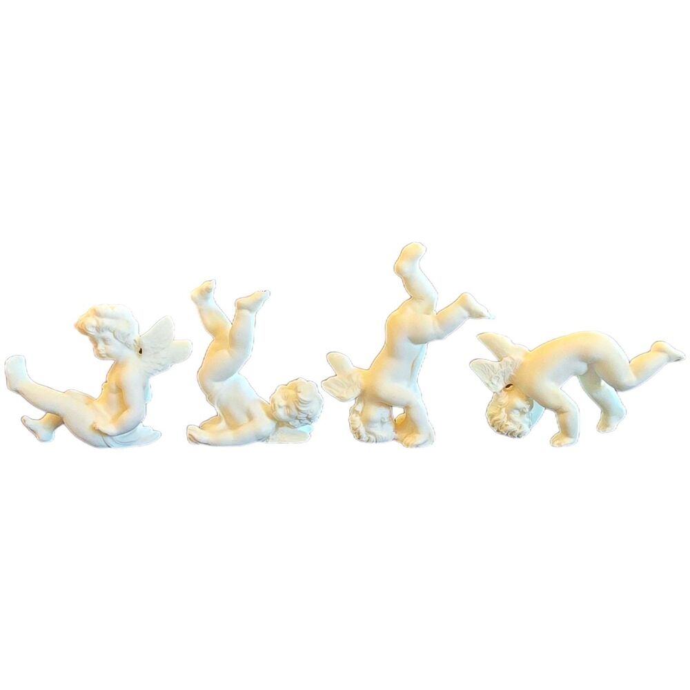 Rare Set of 4 VTG 90s A. Santini Tumbling Cherubs – Authentic Italian Alabaster